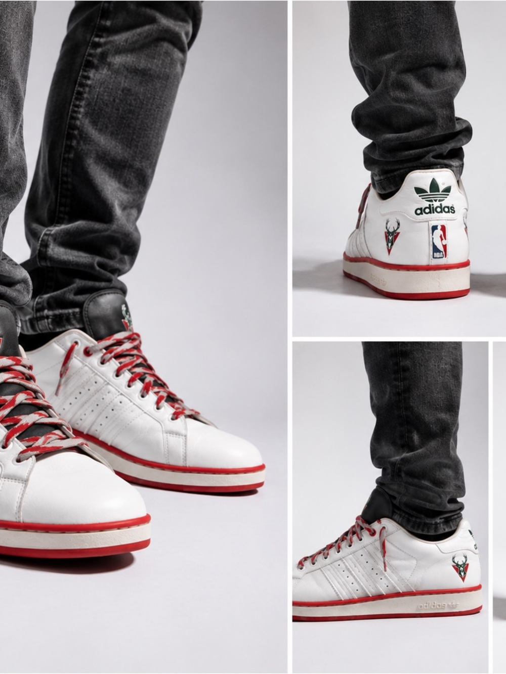 Adidas Milwaukee Bucks NBA Sneakers Men’s US 13 White Red